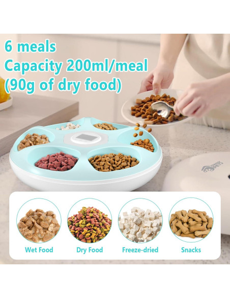 Alimentador Automático Ownpets 6 Comidas para Gatos y Perros