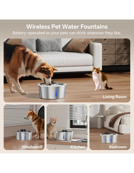 Fuente de Agua Inalámbrica para Perros Grandes Aetherika 7L