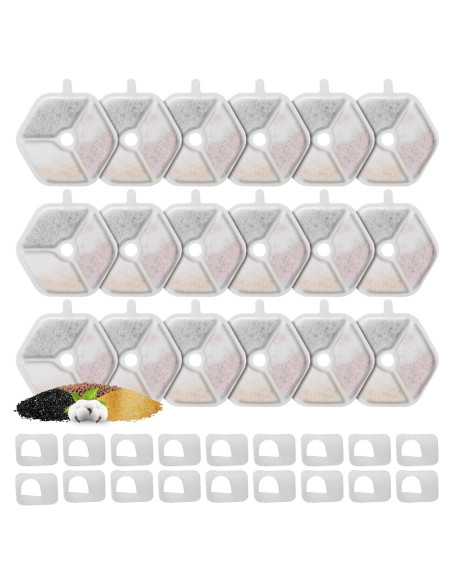 18 Filtros y Esponjas ZEKIRY para Fuente de Agua Gatos 4.5L