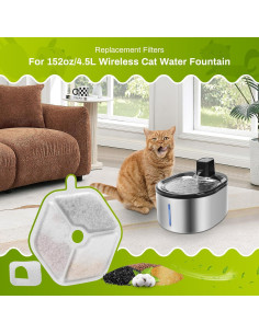 18 Filtros y Esponjas ZEKIRY para Fuente de Agua Gatos 4.5L 2