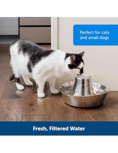 Fuente de Agua para Mascotas PetSafe Seaside 1.8L Acero Inoxidable