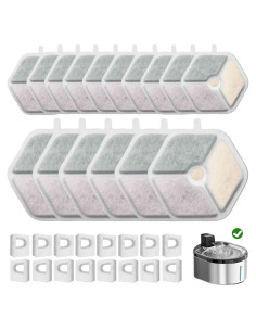 Paquete de 16 Filtros y 16 Esponjas OUPUSES para Fuente de Agua Gatos