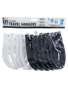 Juego de 12 Perchas Plegables SE para Viaje - Negro y Blanco