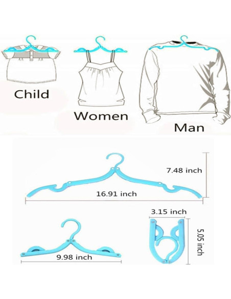 10 Perchas Plegables CADEVED - Viaje, Ahorra Espacio, Antideslizantes