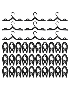 40 Perchas Plegables de Viaje Dyrfolm Antideslizantes Negras