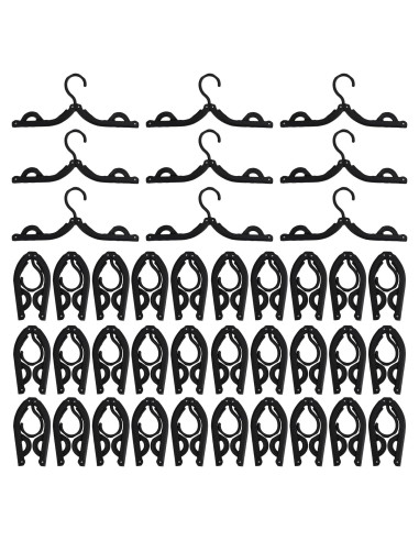 40 Perchas Plegables de Viaje Dyrfolm Antideslizantes Negras