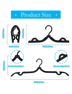 40 Perchas Plegables de Viaje Dyrfolm Antideslizantes Negras 2