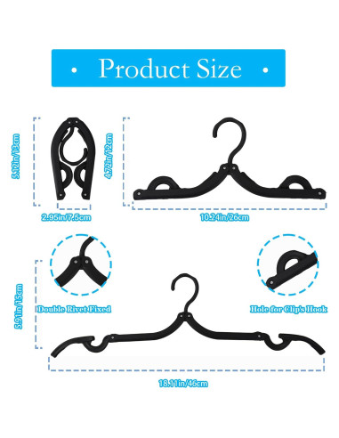 40 Perchas Plegables de Viaje Dyrfolm Antideslizantes Negras