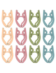 12 Perchas Plegables Bilkeru de Plástico para Viaje - 4 Colores