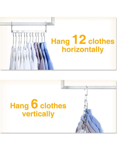 Perchas Ahorra Espacio HOUSE DAY - Paquete de 12, Metal Resistente