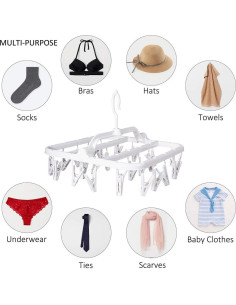 Percha Plegable Annaklin con 26 Clips para Secar Ropa Interior 2