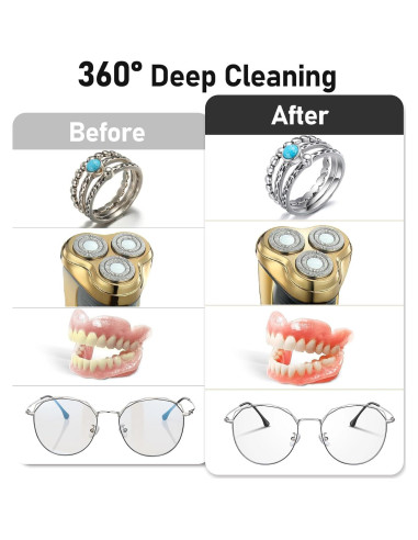 Limpiador Ultrasónico de Joyas Qenbx 640ml 48kHz 2 Modos