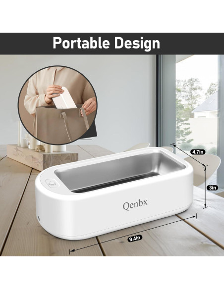 Limpiador Ultrasónico de Joyas Qenbx 640ml 48kHz 2 Modos