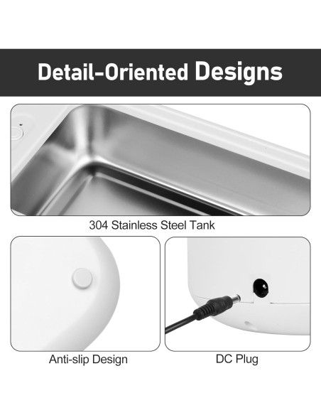 Limpiador Ultrasónico de Joyas Qenbx 640ml 48kHz 2 Modos