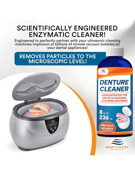 Limpiador Ultrasónico de Dentaduras Northwest 473ml - Fórmula Multi-Enzimática