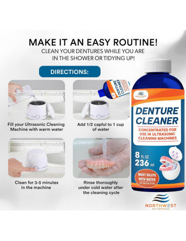 Limpiador Ultrasónico de Dentaduras Northwest 473ml - Fórmula Multi-Enzimática