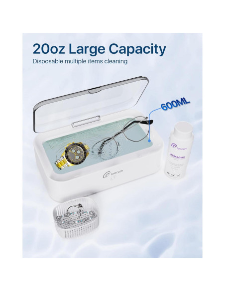 Limpiador Ultrasónico Loocam 600ml con Solución 120ml