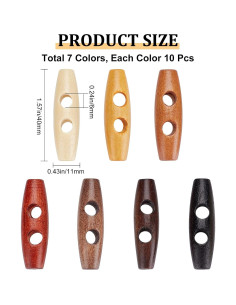 70 Botones de Madera Ovalados GORGECRAFT 40x12mm 2 Agujeros 2