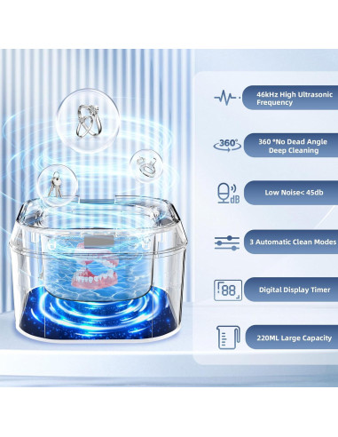 Limpiador Ultrasónico de Joyería y Dentaduras Sugar Swan 220ML