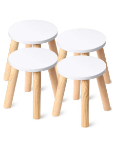 Taburete de Madera Wenqik 4 Piezas Blanco 26.2 cm