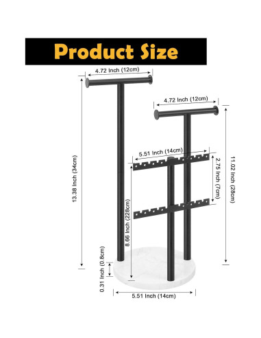Soporte Organizador de Joyería Jeasor 33.99 cm Negro Metal