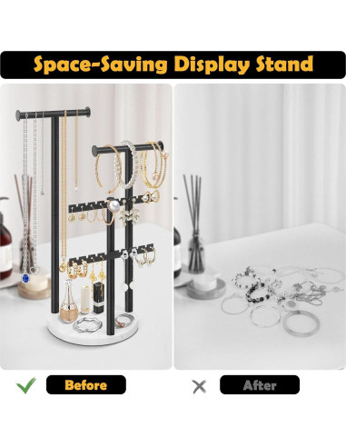 Soporte Organizador de Joyería Jeasor 33.99 cm Negro Metal