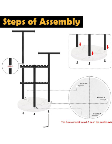 Soporte Organizador de Joyería Jeasor 33.99 cm Negro Metal
