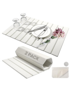 Paquete de 2 Tapetes de Secado de Platos Diatomita Blanco 24x16 cm
