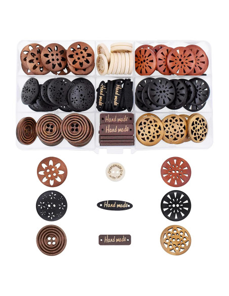 100 Botones de Madera Mandala Crafts 25mm para Manualidades