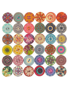 100 Botones de Madera Pintados 20mm para Manualidades y Costura