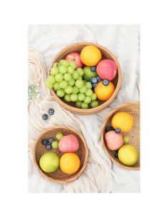 Cestas de Pan de Ratan HITOMEN Juego de 3 Redondas 26.2cm 2