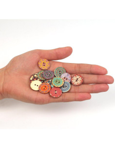 100 Botones de Madera Pintados 20mm para Manualidades y Costura 2