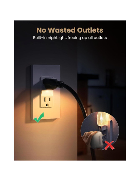 Enchufe SURAIELEC 15A con Luz Nocturna LED 3000K - Paquete de 5