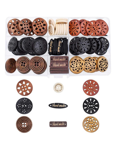 100 Botones de Madera Mandala Crafts 25mm para Manualidades