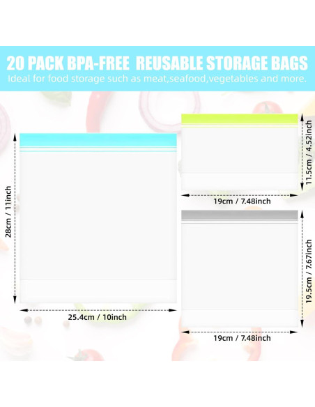 Bolsas de Congelador Reutilizables Rluahxnby 20 Paquetes 1 Galón