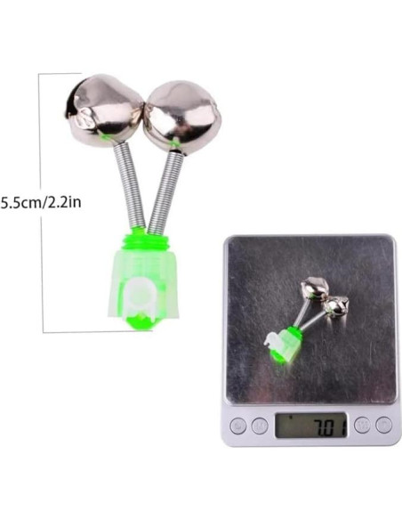 10 Alarmas de Mordida para Caña de Pescar Bwexxt Verde 4.8 cm