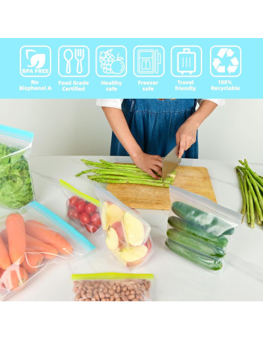 Bolsas de Congelador Reutilizables Rluahxnby 20 Paquetes 1 Galón