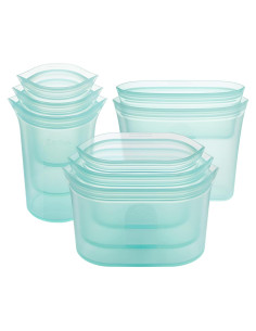 Bolsas de Almacenamiento Reutilizables Zip Top 8 Piezas Verde