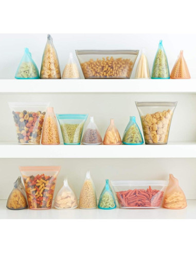 Bolsas de Almacenamiento Reutilizables Zip Top 8 Piezas Verde