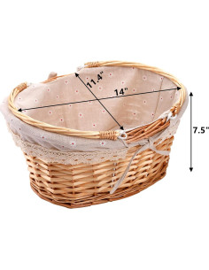 Cesta de Picnic de Mimbre Peohud 35.6x29x19.1cm Beige 2