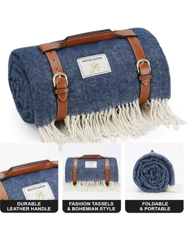 Manta de Picnic Impermeable G GOOD GAIN 203x152cm Azul