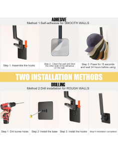 Organizador de Gorras de Béisbol MSKEI, Montaje en Pared, 2 Piezas 2