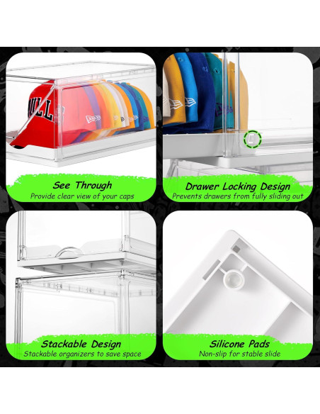 Organizador de Sombreros Vtopmart 2 Pack con Bandeja Deslizante