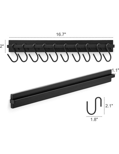 Organizador de Sombreros Mkono Negro con 20 Ganchos de Madera