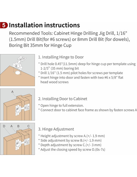 Paquete de 50 bisagras STIANC 4D 1/2" superposición cierre suave