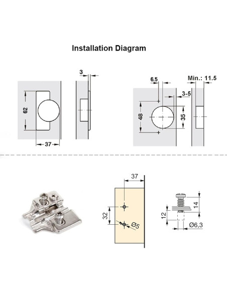 Bisagra de Cierre Suave LOOTICH 35mm Acero Inoxidable Paquete 8