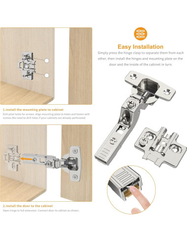 Paquete de 20 Bisagras Ocultas Chibery Cierre Suave 105