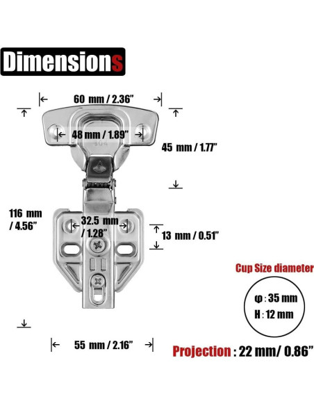 Bisagras de Gabinete JQK 100 Cierre Suave Acero Inoxidable 4 Unidades Bisagras de Gabinete JQK 100 Cierre Suave Acero Inoxidable 4 Unidades