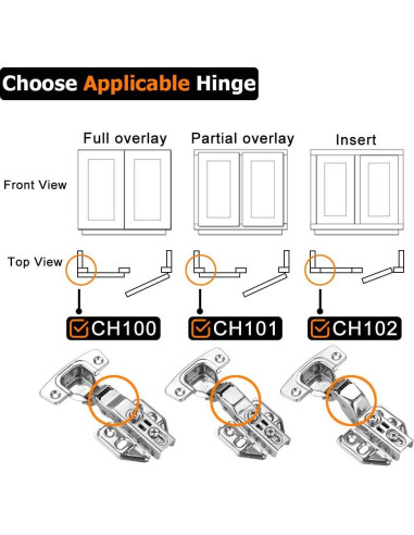 Bisagras de Gabinete JQK 100 Cierre Suave Acero Inoxidable 4 Unidades