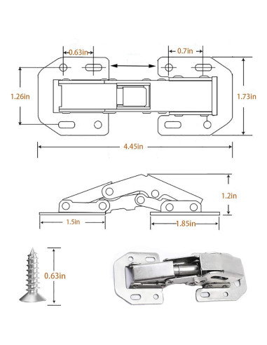 Paquete de 18 bisagras ocultas REDYA con cierre suave niqueladas